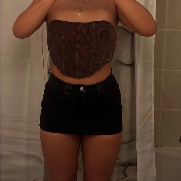 SHEIN Brown Ribbed Knit Top - Picture 4 of 8